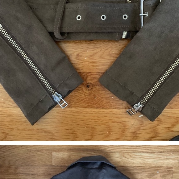 Aritzia black faux suede belted moto jacket NWOT - Picture 4 of 8